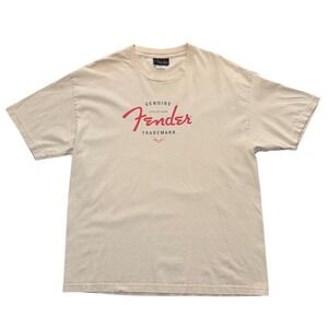 Vintage 90s Y2K Fender Genuine Trademark Guitars Musician Graphic Logo T-shirt